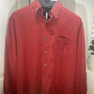 Tommy Bahama 100% Silk Button‑Up Shirt – Men’s Large – Red – Luxury Casual